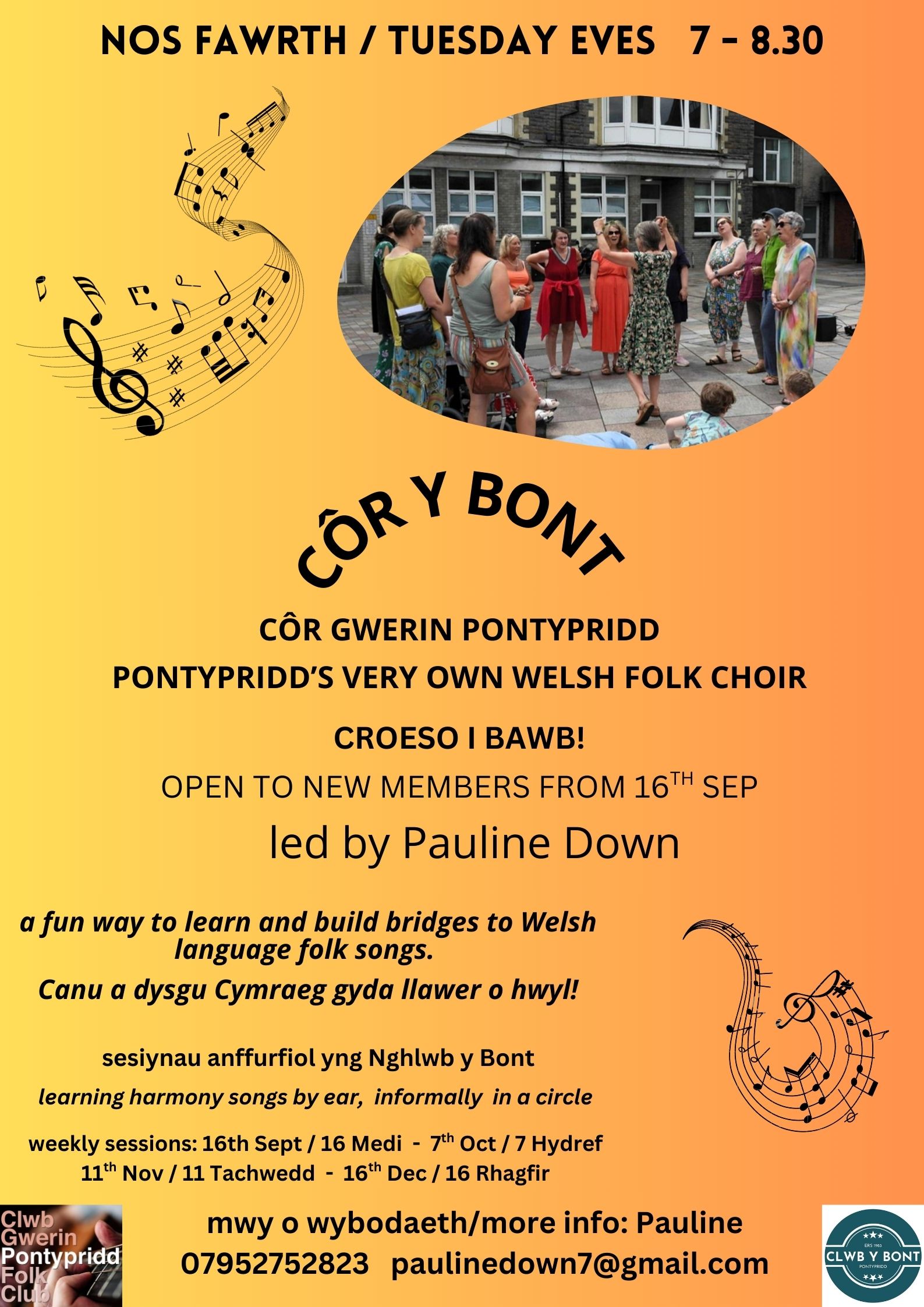 Côr y Bont Tuesday Eves 7 - 8:30
